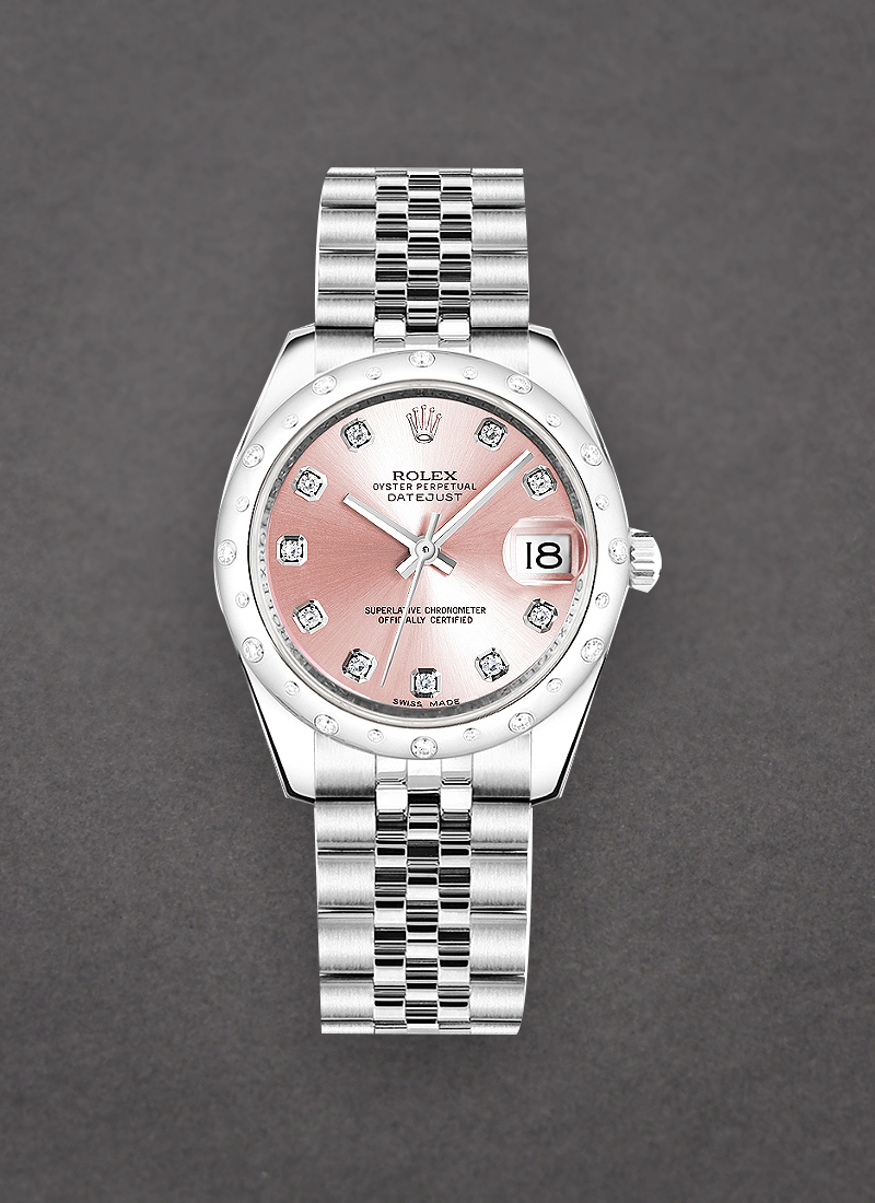 Rolex Unworn Datejust Midsize 31mm in Steel with White Gold 24 Diamonds Bezel