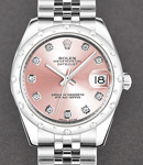 Datejust Midsize 31mm in Steel with White Gold 24 Diamonds Bezel on Jubilee Bracelet with Pink Diamond Dial