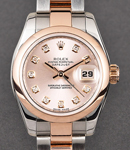 Datejust Lady 26mm in Steel with Rose Gold Smooth Bezel on Bracelet with Pink Diamond Dial