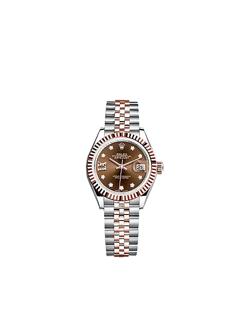 Rolex Unworn Datejust Ladies 28mm Automatic in Steel and Rose Gold - Fluted Bezel