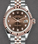 Datejust Ladies 28mm Automatic in Steel with Rose Gold Fluted Bezel on Jubilee Bracelet  with Chocolate Diamond Dial