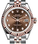 Datejust Ladies 28mm Automatic in Steel with Rose Gold Fluted Bezel on Jubilee Bracelet  with Chocolate Diamond Dial