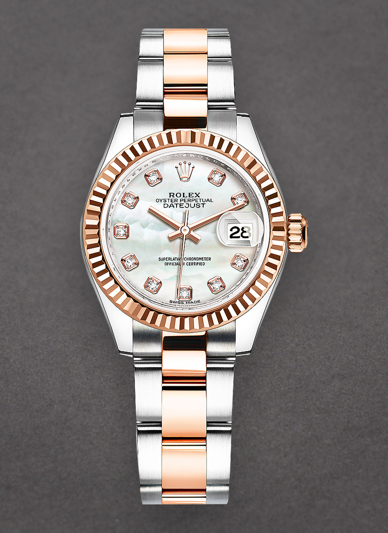 Rolex Unworn 2-Tone Datejust 28mm with Rose Gold Fluted Bezel