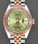 2-Tone Datejust Ladies 28mm on Steel and Rose Gold Jubilee Bracelet with Olive Green Diamond Dial