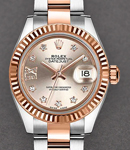 Datejust 28mm Automatic in Steel with Rose Gold Fluted Bezel Steel and Rose Gold Oyster Bracelet -  Sundust Diamond Dial