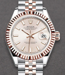 Datejust Ladies 28mm Automatic in Steel with Rose Gold Fluted Bezel on Jubilee Bracelet Sundust Stick Dial