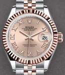 Datejust Ladies 28mm Automatic in Steel with Rose Gold Fluted Bezel on Jubilee Bracelet with Sundust Roman Dial