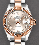 Datejust 28mm Automatic in Steel with Rose Gold Fluted Bezel On Steel and Rose Gold Oyster Bracelet  with Sundust Roman Dial