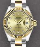 2-Tone Datejust Ladies 28mm on Oyster Bracelet with Champagne Diamond Dial