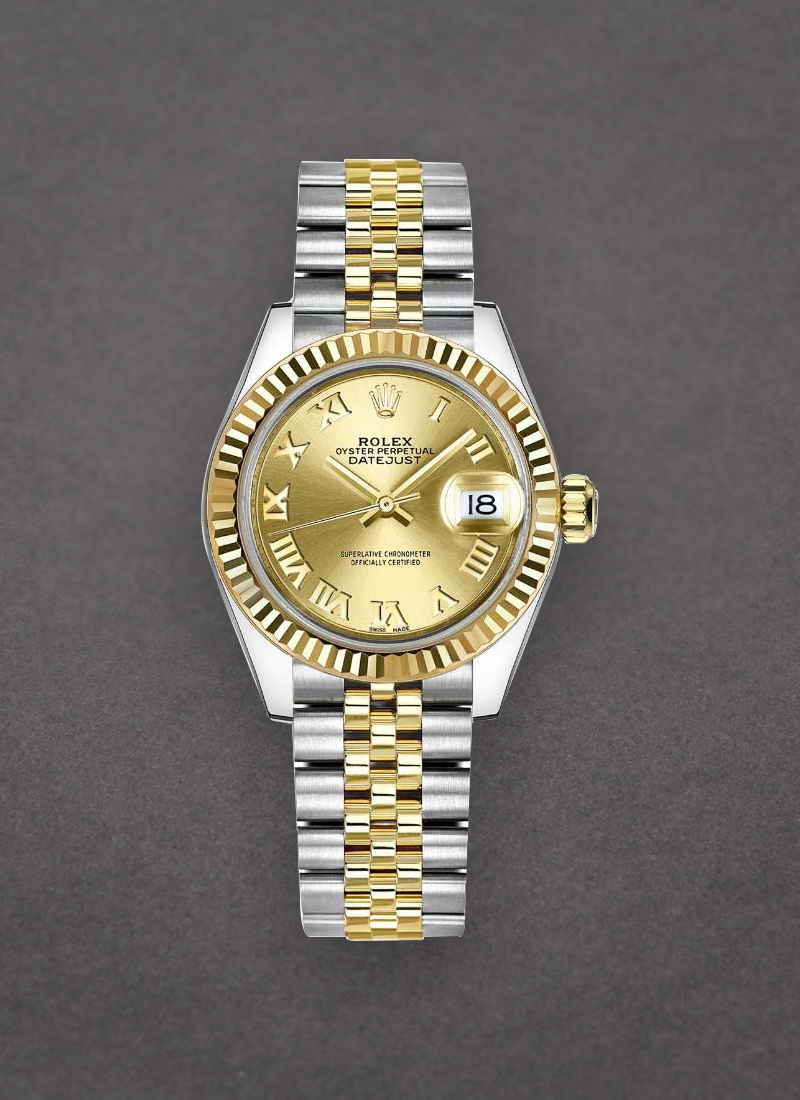 Rolex Unworn Datejust 2-Tone Ladies 28mm  in Steel with Yellow Gold Fluted Bezel