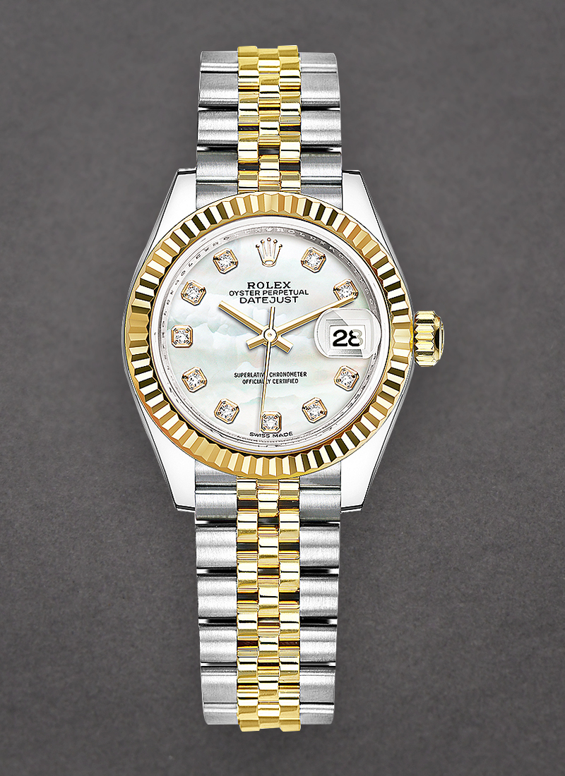 Rolex Unworn Datejust 28mm in Steel and Yellow Gold with Fluted Bezel