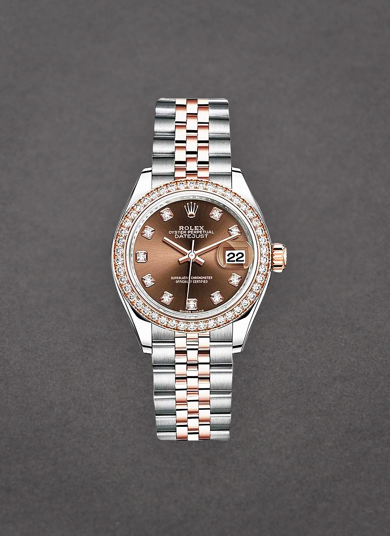 Rolex Unworn Datejust Ladies 28mm in Steel with Rose Gold Diamond Bezel