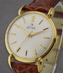 Vintage 1940s in Yellow Gold on Brown Crocodile Leather Strap with Silver Dial