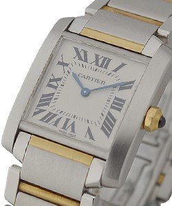Tank Francaise Mid-Size in 2-Tone on Steel and Yellow Gold Bracelet with Silver Dial