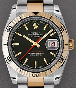2-Tone Datejust 36mm with Turn-O-graph Bezel on Oyster Bracelet with Black Stick Dial