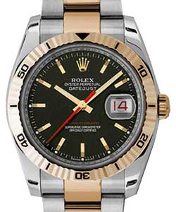 2-Tone Datejust 36mm with Turn-O-graph Bezel on Oyster Bracelet with Black Stick Dial