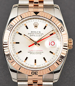 Men's Datejust 2-Tone 36mm with Turn-O-Graph Bezel on Jubilee Bracelet with Silver Stick Dial