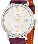 Portofino Mens 37mm Automatic in Steel with Diamond Bezel On Purple Crocodile Strap with Silver Dial
