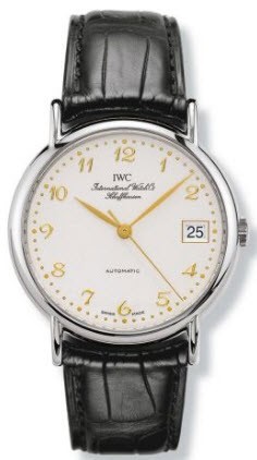 Portofino 34mm Automatic in Steel On Black Crocodile Leather Strap with Silver  Dial - Gold Markers