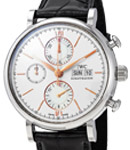 Portofino Chronograph in Steel on Black Alligator Strap with Silver Dial - Gold Marker