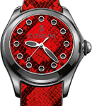 Corum Bubble Art in Stainless Steel with Black PVD On Red Python Leather Strap with Red/Black Python Dial