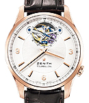 Elite Captain Tourbillion in Rose Gold On Brown Alligator Leather Strap with Silver Dial
