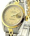 Ladies Datejust in Steel with Yellow Gold Fluted Bezel on Steel and Yellow Gold Jubilee Bracelet with Champagne Roman Dial