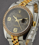 2-Tone Datejust 36mm with Diamond Bezel on Jubilee Bracelet with Brown Floral Dial