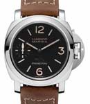 PAM 588 - Marina 44mm Osaka Boutique Mens in Steel on Brown Leather Strap with Black Dial