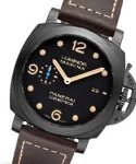 PAM 661 - Marina 1950 Carbotech in Carbon Fiber On Brown Leather Strap with Black Dial