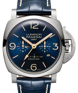 PAM 670 - Luminor 1950 Equation of Time 8 Days in Titanium on Blue Alligator Leather Strap with Blue Dial
