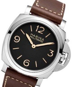 PAM 673 - 1950 3 Days Marina Militare in Steel on Brown Leather Strap with Black Dial