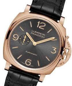 PAM 675 - Luminor Due 3 Days Oro Rosso in Rose Gold On Black Alligator Strap with Black Dial