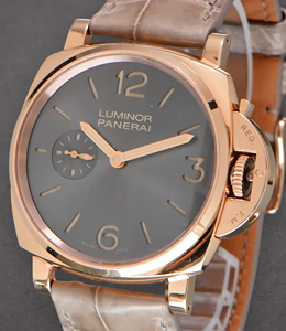 PAM 677 - Luminor Due 3 Days Oro Rosso in Rose Gold On Black Alligator Strap with Black Dial