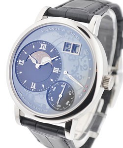 Lange 1 Moonphase Lumen with White Gold Deployment Buckle on Black Leather Strap with Lumen Dial