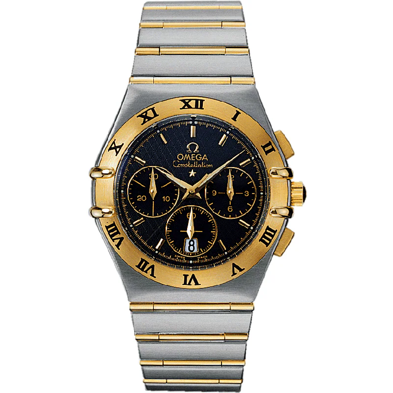 Constellation Chronograph Mens 39mm Quartz in Steel and Yellow Gold On Steel and Yellow Gold Bracelet with Black Dial