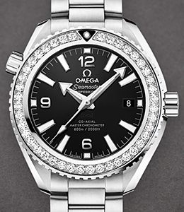 Planet Ocean 600M Co-Axial Mens 39.5mm Automatic in Steel with  Diamond Bezel On Steel Bracelet with Black Dial