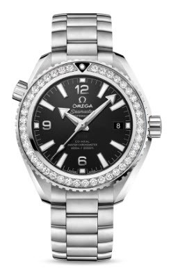 Planet Ocean 600M Co-Axial Mens 39.5mm Automatic in Steel with  Diamond Bezel On Steel Bracelet with Black Dial 