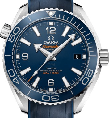 Planet Ocean 600M Co-Axial Mens 39.5mm Automatic in Steel On Blue Alligator Strap with Blue Dial