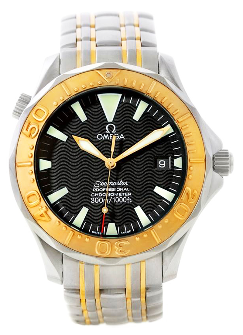 Omega Seamaster Diver 300M Mens Automatic  Yellow Gold Bezel