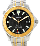 Seamaster Diver 300M Mens Automatic  Yellow Gold Bezel On Steel and Yellow Gold Bracelet with Black Dial