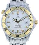 Seamaster Diver 300M Mens 36.25mm Quartz in Steel with Yellow Gold Bezel On Steel Bracelet with White Dial