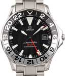 Seamaster Diver 300M GMT Mens 41mm Automatic in Steel on Steel Bracelet with Black Dial
