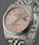 Mid Size - Datejust - Fluted Bezel Jubilee Bracelet - Salmon Diamond Dial