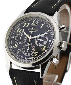 Navitimer Premier Chronograph in Steel on Strap with Black Dial