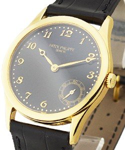 5026 Yellow Gold Calatrava Automatic in Yellow Gold On Black Alligator Strap with Black Arabic Dial