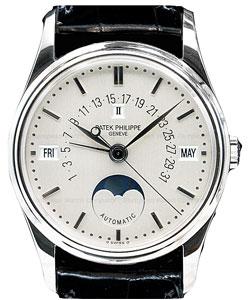 5050 Perpetual Calendar Mens 37.2mm Automatic in White Gold On Black Alligator Leather Strap with Silver Roman Dial