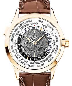 World Time Ref 5230R in Rose Gold on Brown Alligator Leather Strap with Gray Dial