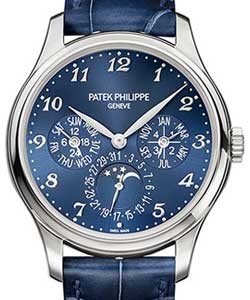 Perpetual Calendar Ref 5327G-001 in White Gold on Blue Alligator Leather Strap with Blue Arabic Dial