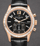 Annual Calendar Ref 5961R-010 in Rose Gold with Diamond Bezel On Black Crocodile Leather Strap with Black Dial